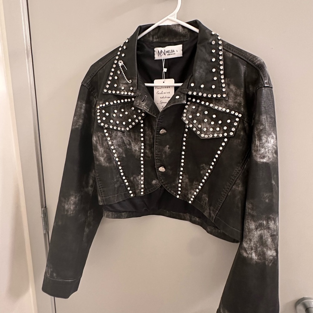 Designer Handmade one of a kind Black Studded Women's Jacket